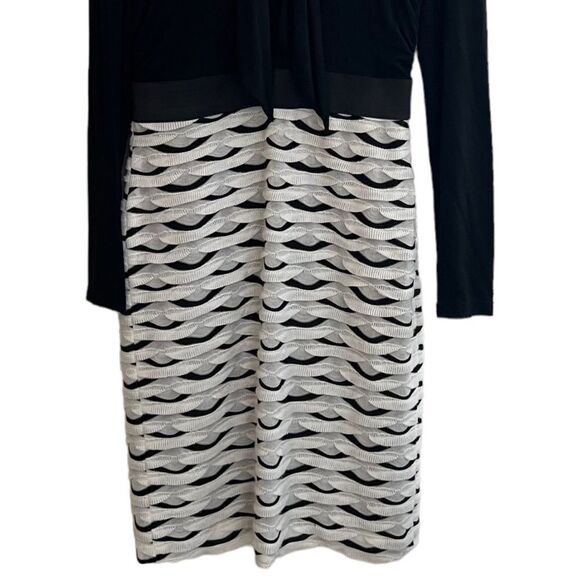 Kay Unger Neck tie Midi Black & White pencil Dress Size 8 women (one-piece) - Picture 8 of 16